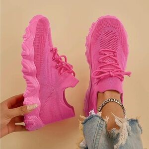 Pink lightweight Athletic Sneakers with Chunky Sole